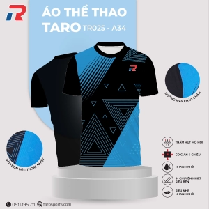 Áo cầu lông Taro TR025-A34 Nam - Đen xanh