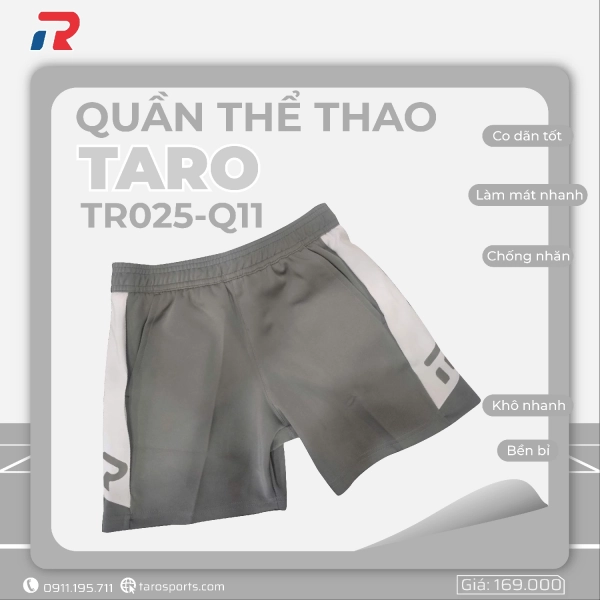 Quần Cầu Lông Taro TR025-Q11 Nam - Xám Chính Hãng