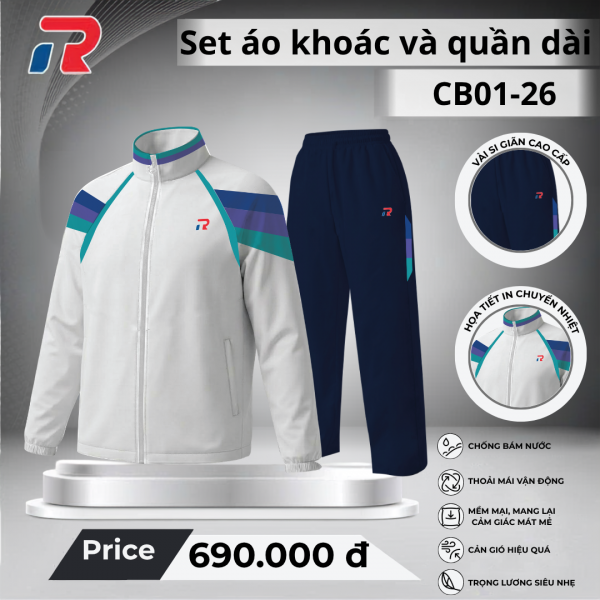 Set áo khoác và quần dài thể thao CB01-26 Unisex