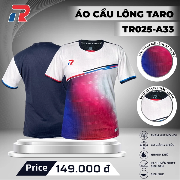 Áo cầu lông Taro TR025-A33 Nữ - Hồng