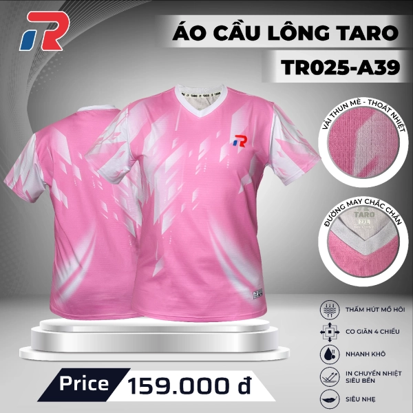 Áo cầu lông Taro TR025-A39 Nam - Hồng