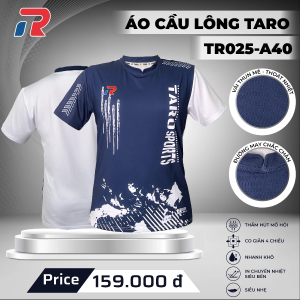 Áo cầu lông Taro TR025-A40 Nam - Xanh đen