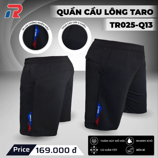 Quần cầu lông Taro TR025-Q13 Nam - Đen