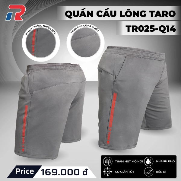 Quần cầu lông Taro TR025-Q14 Nam - Xám đậm