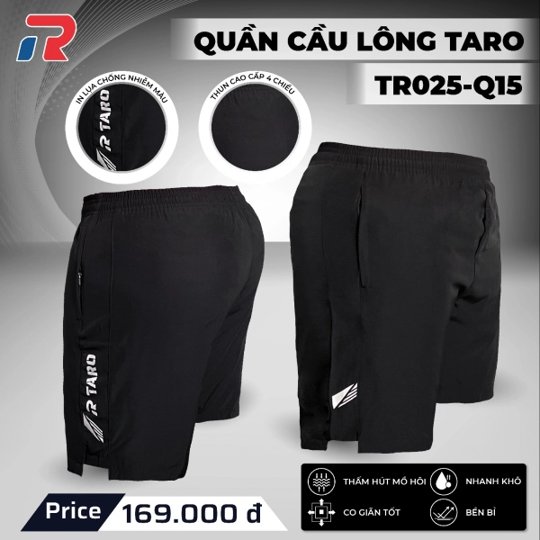 Quần cầu lông Taro Q15 Nữ - Đen