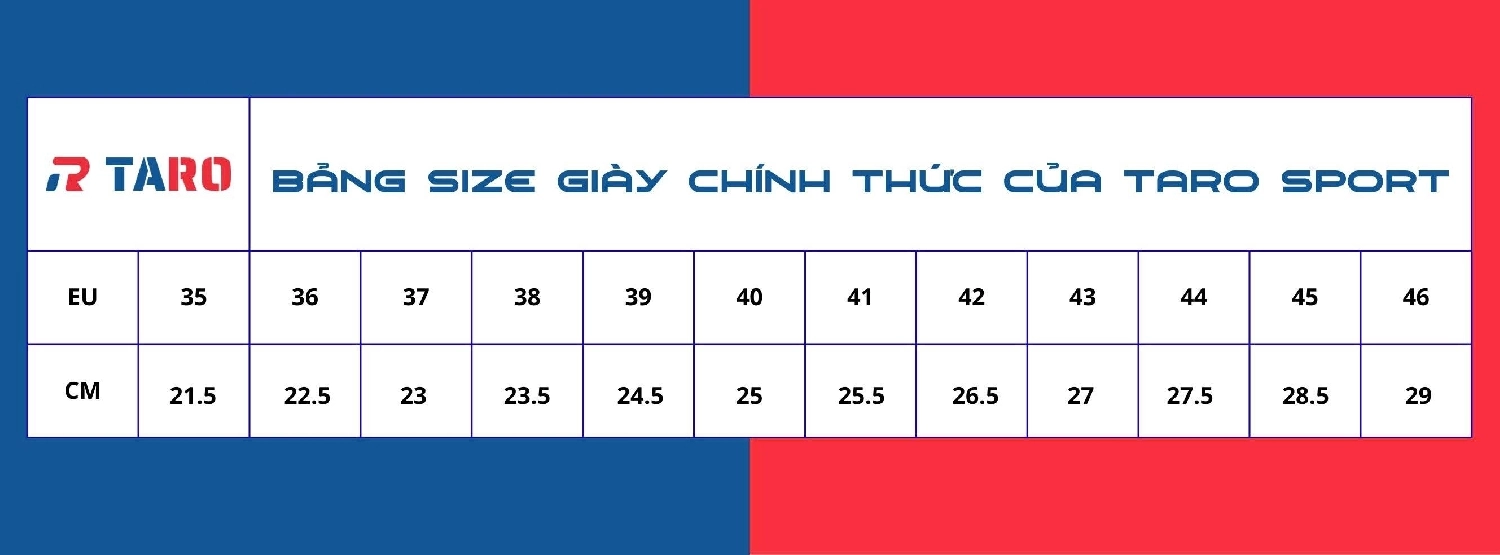 Bảng size giày Taro 